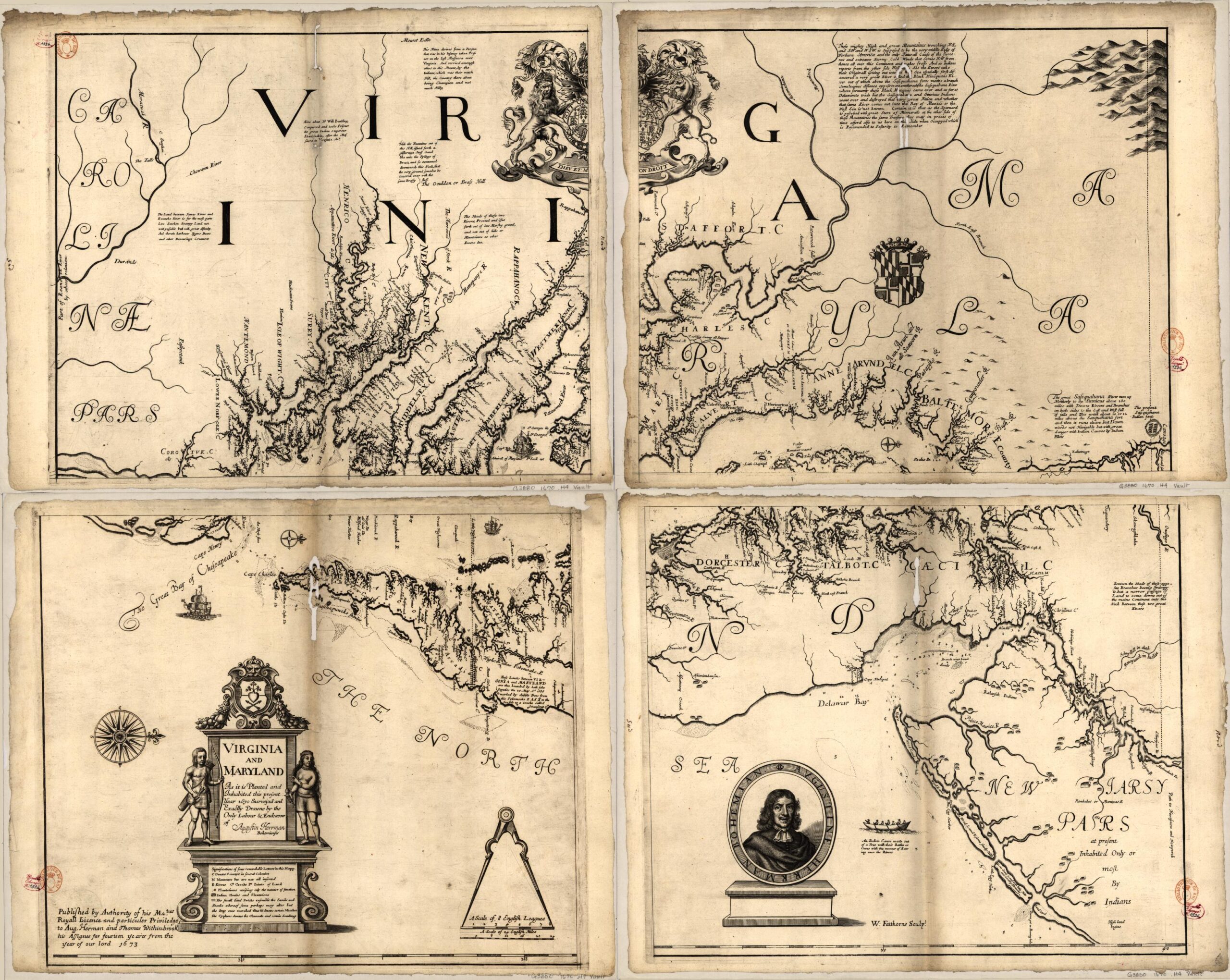 Augustine Herrman's 1670 map of Virginia and Maryland