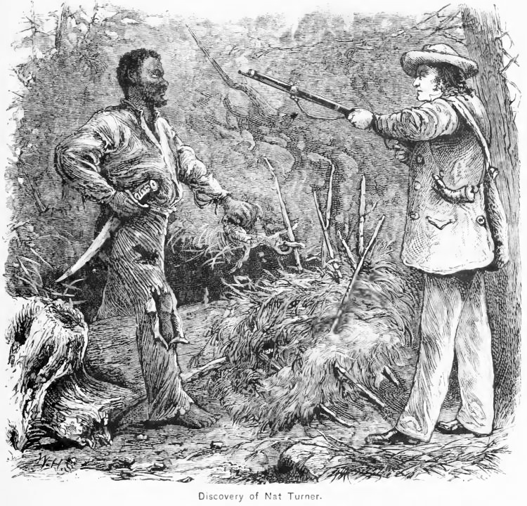 Woodcut depicting the capture of Nat Turner on October 30, 1831.