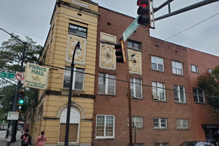 The Prince Hall Masonic Temple on Auburn Avenue in Atlanta, home of WERD radio.